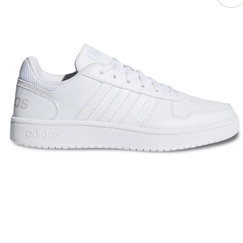 Adidas Women's 7.5 Hoops 2.0 White Basketball Sneakers 3 Sleek Stripes Like New